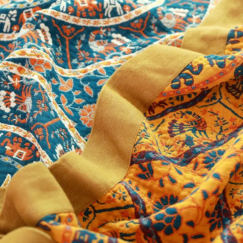 Teal Gold Cotton Throw
