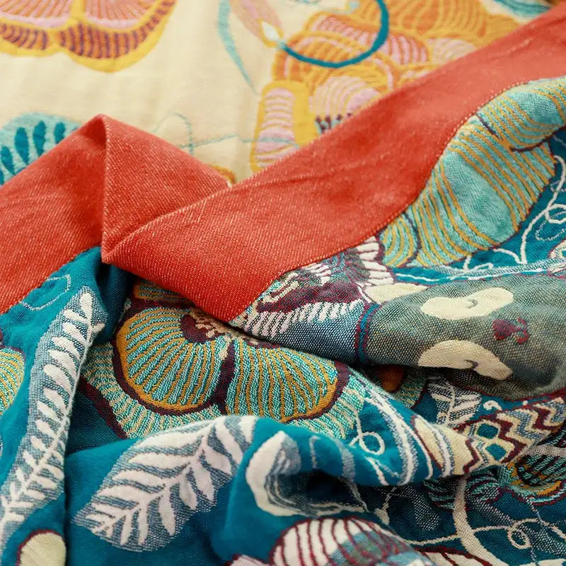 Teal Gold Cotton Throw