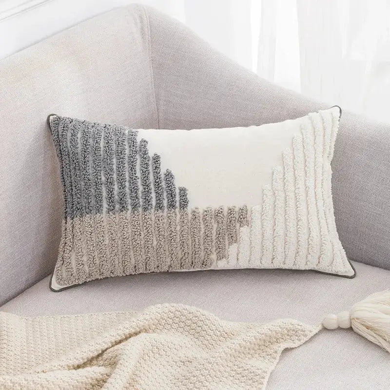 White Gray Boho Cushion