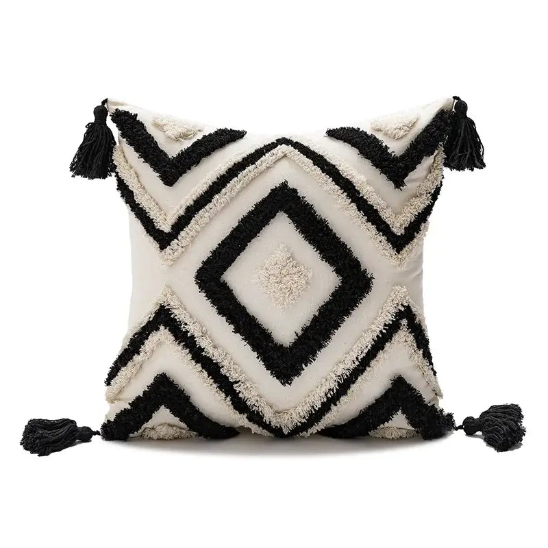 White Gray Boho Cushion