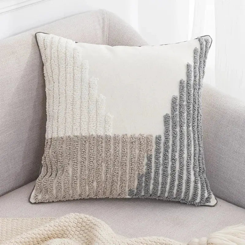 White Gray Boho Cushion