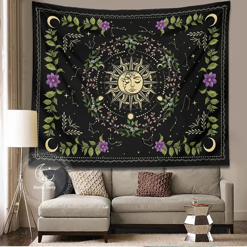 Botanical Moon Phase Tapestry