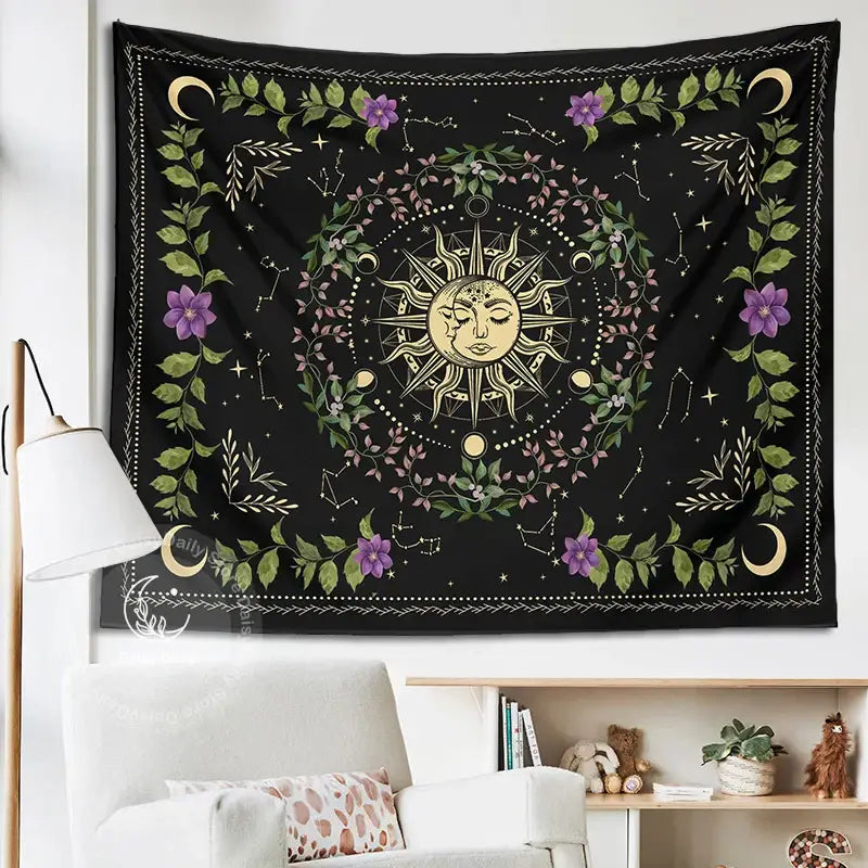 Botanical Moon Phase Tapestry