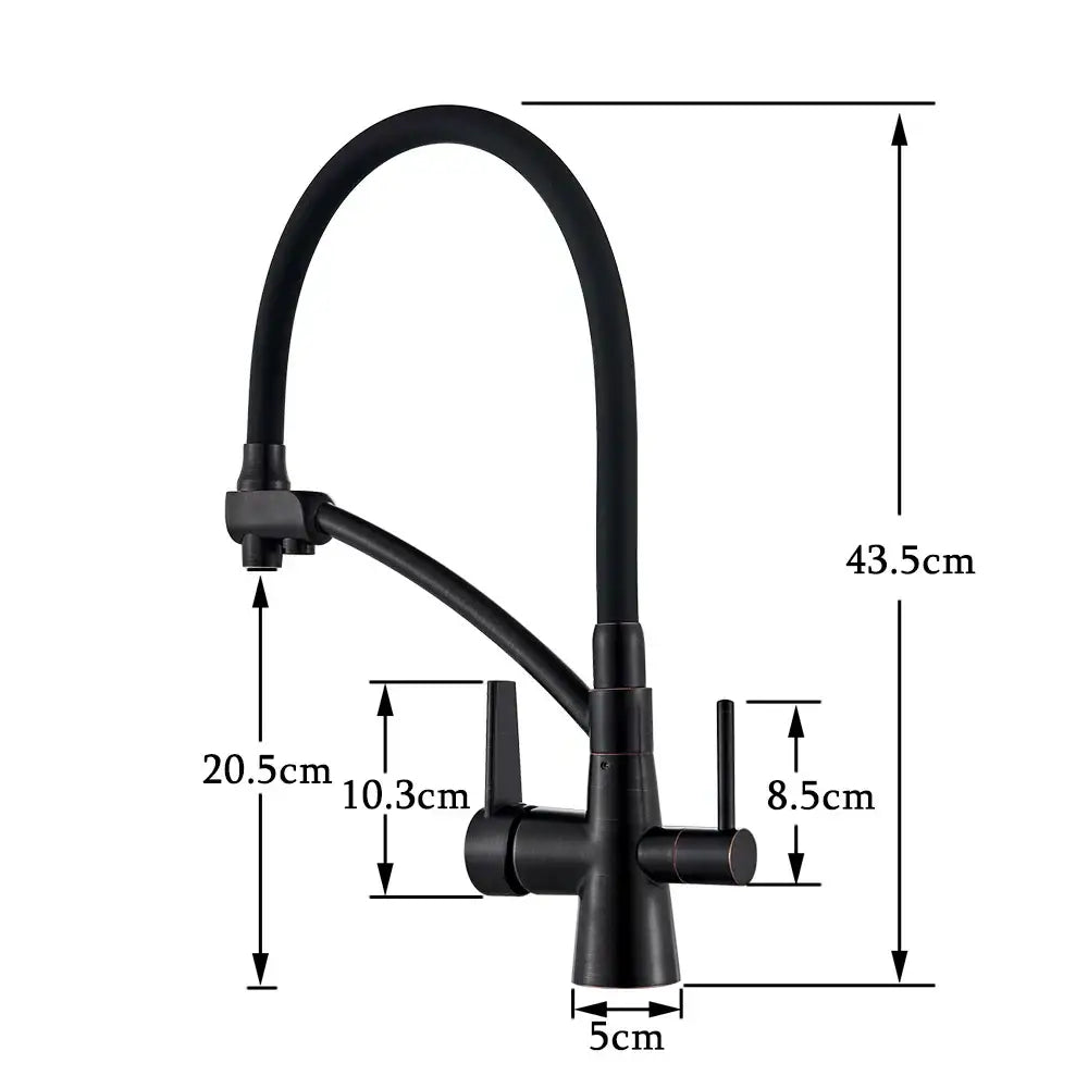 Brass Black Dual Spout Contemporary Faucet