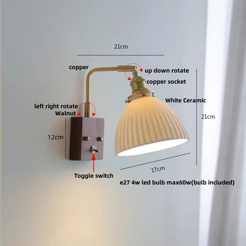Brass Ceramic Dimmable Wall Sconce