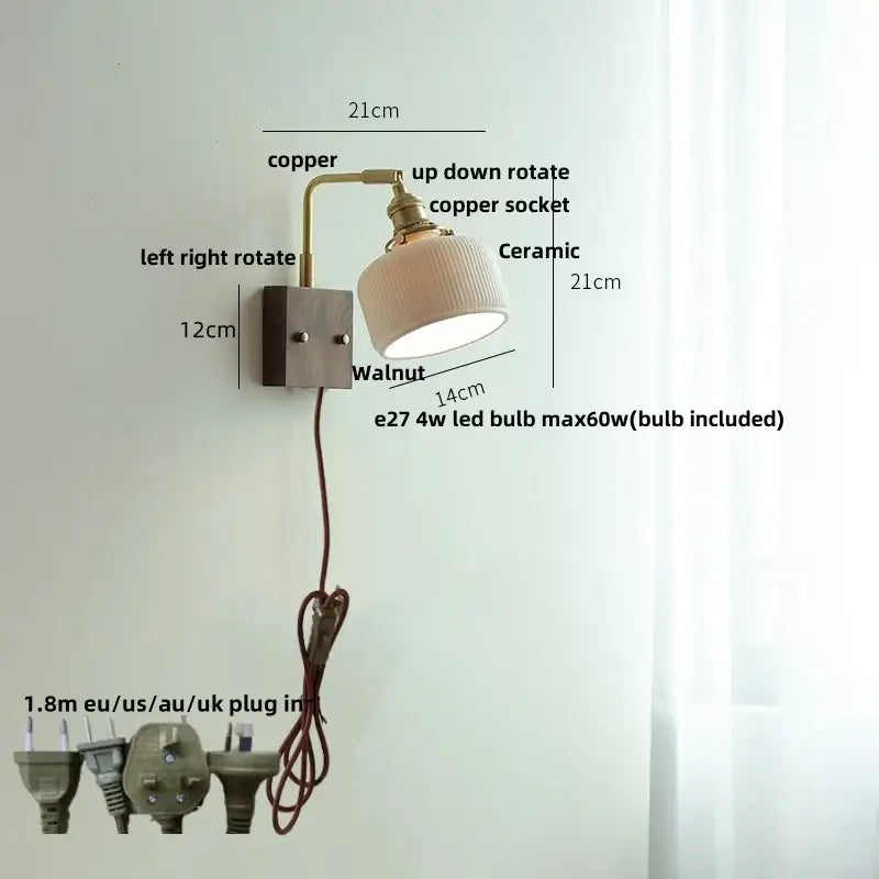Brass Ceramic Dimmable Wall Sconce