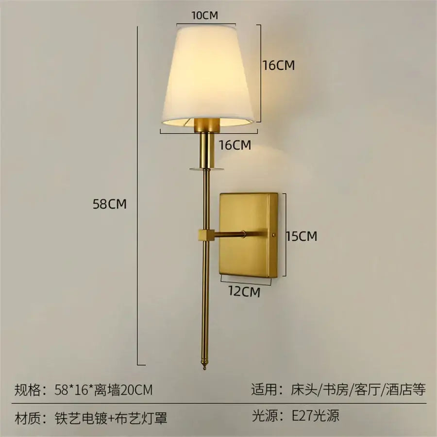 Brass Cloth Shade Sconce