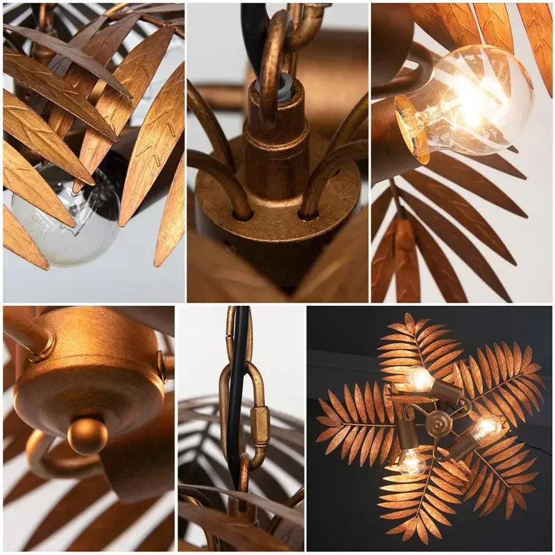 Brass Boho Leaf Chandelier