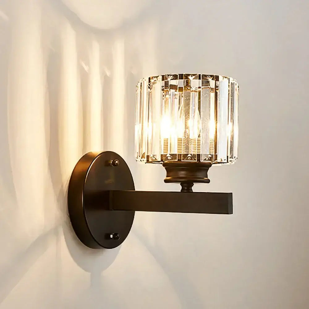 Brass Crystal Glass Bedroom Sconce