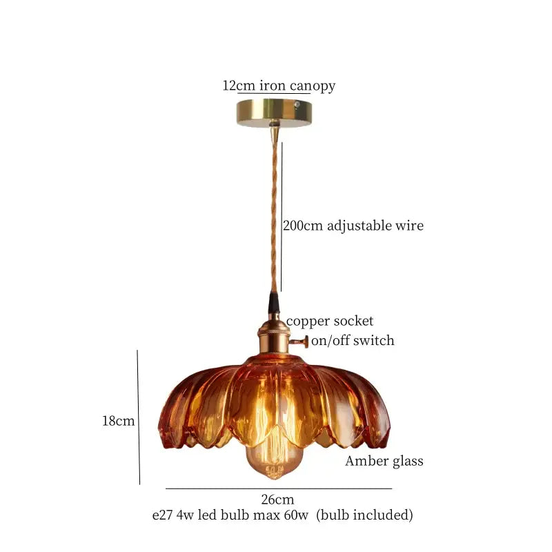 Brass Glass Lotus Pendant Light