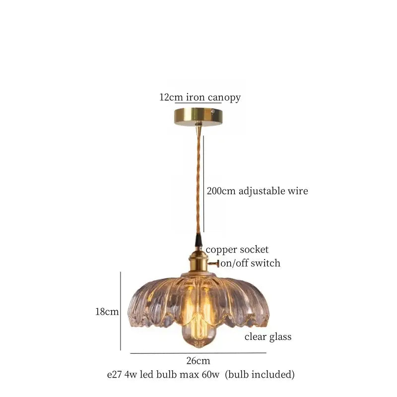 Brass Glass Lotus Pendant Light