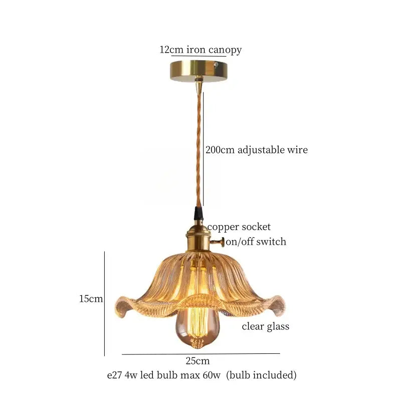Brass Glass Lotus Pendant Light