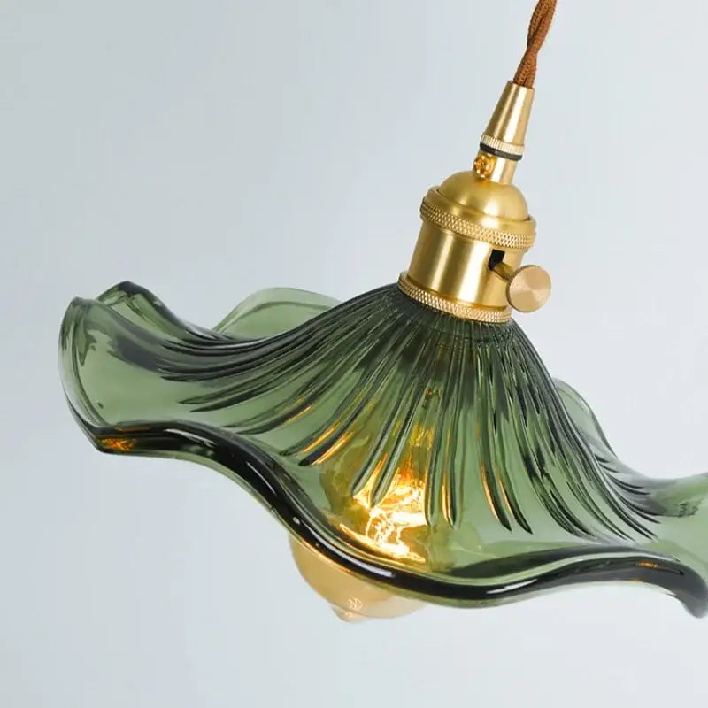 Brass Glass Lotus Pendant Light