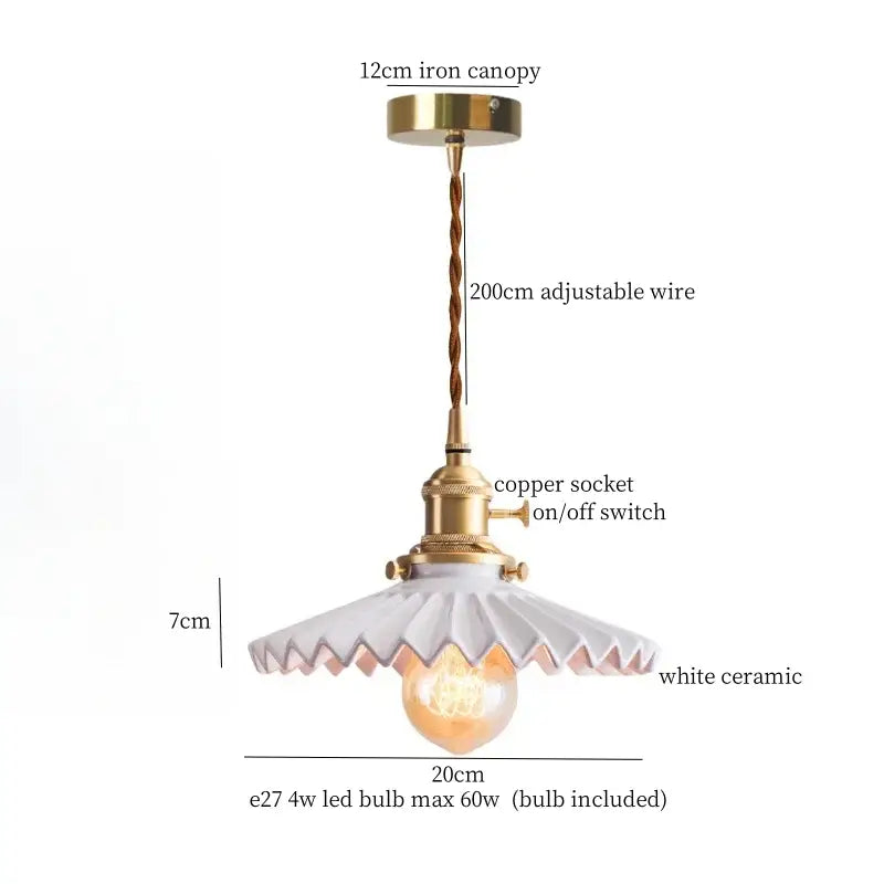 Brass Glass Lotus Pendant Light