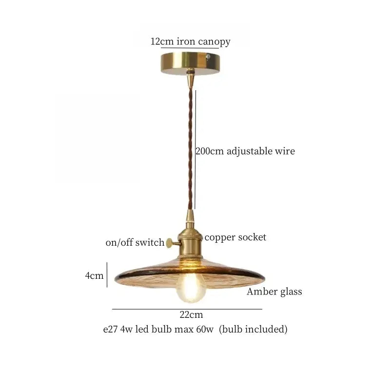 Brass Glass Lotus Pendant Light