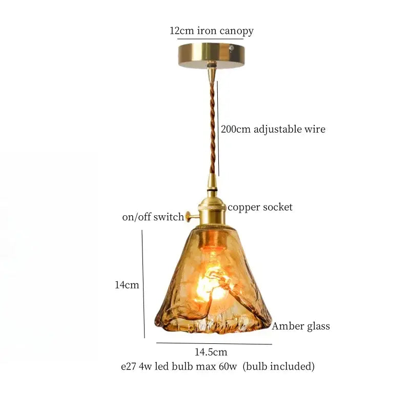 Brass Glass Lotus Pendant Light