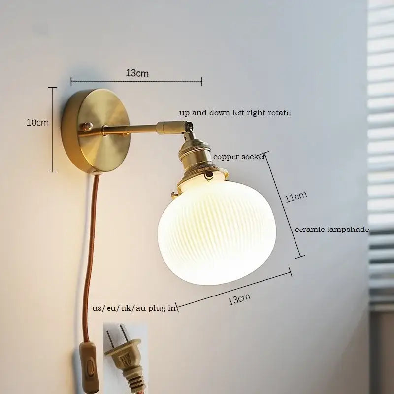 Brass Ceramic Wall Sconce for Mirror Lighting
