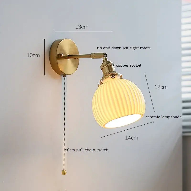 Brass Ceramic Wall Sconce for Mirror Lighting