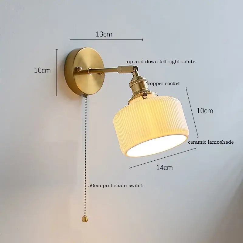 Brass Ceramic Wall Sconce for Mirror Lighting