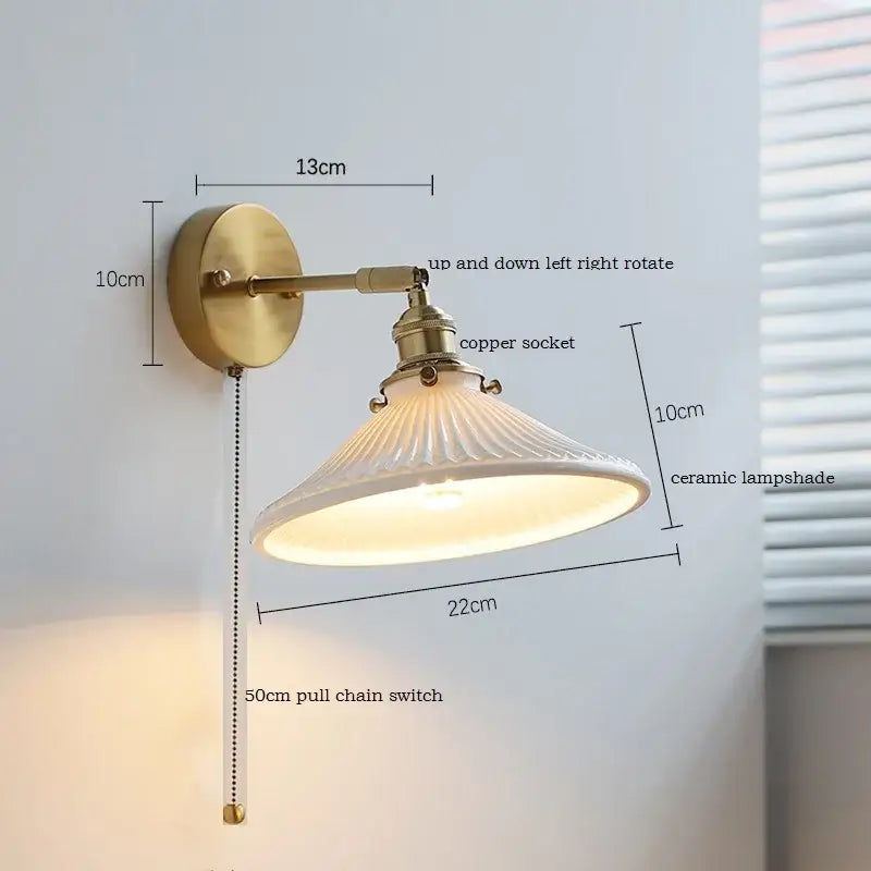 Brass Ceramic Wall Sconce for Mirror Lighting
