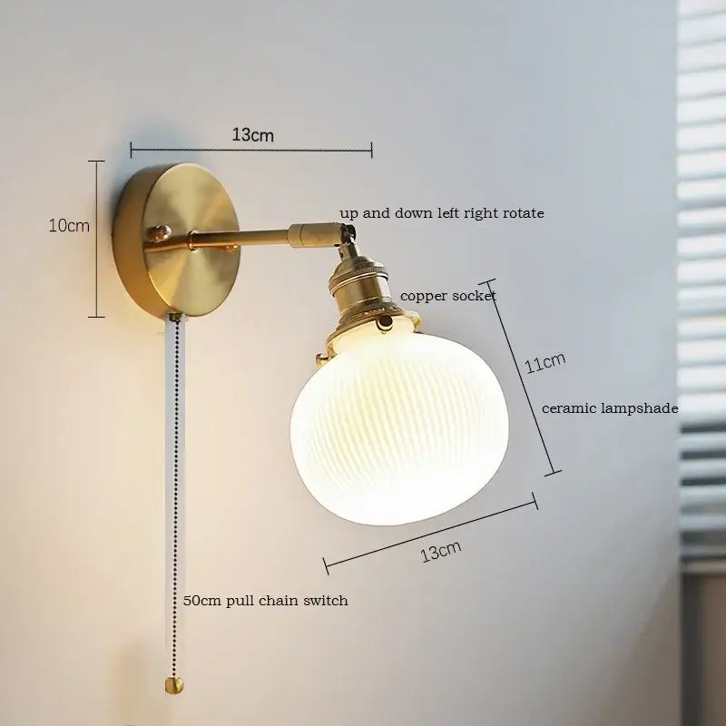 Brass Ceramic Wall Sconce for Mirror Lighting
