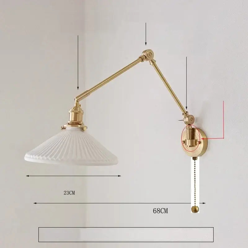 Brass Ceramic Wall Sconce with LED Lighting