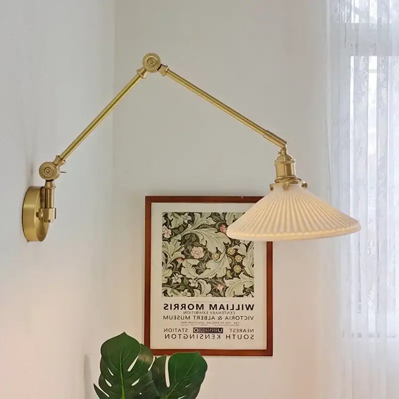 Brass Ceramic Wall Sconce with LED Lighting
