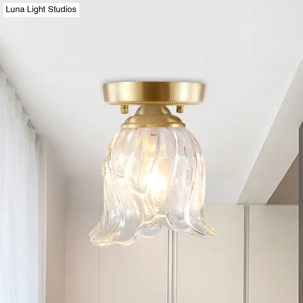 Brass Glass Flush Mount Light