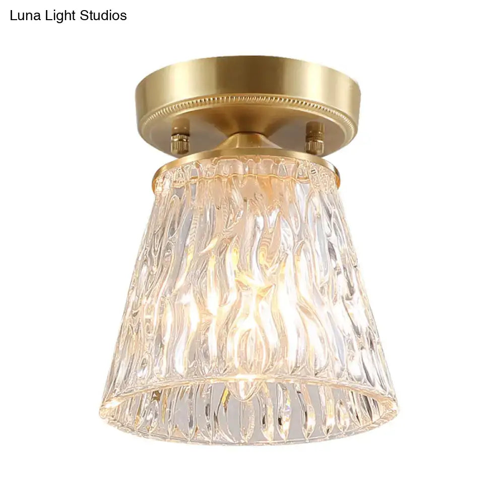 Brass Glass Flush Mount Light