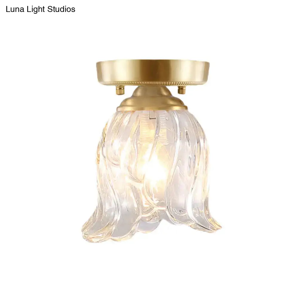 Brass Glass Flush Mount Light
