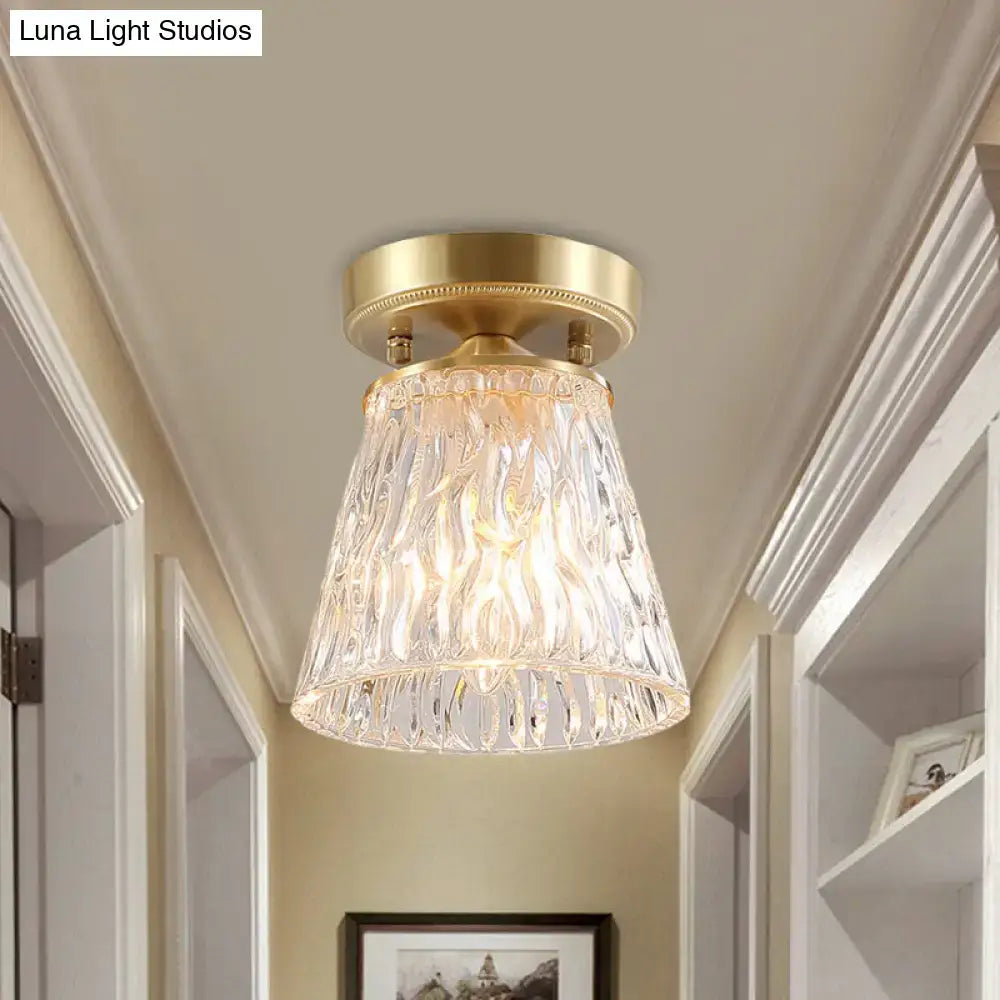 Brass Glass Flush Mount Light
