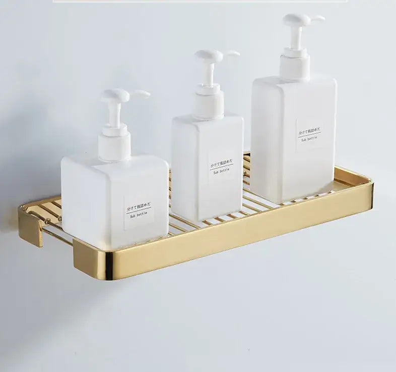 Brass Slatted Shower Rack
