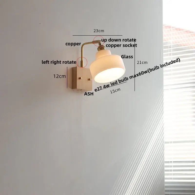 Brass Walnut Glass Sconce