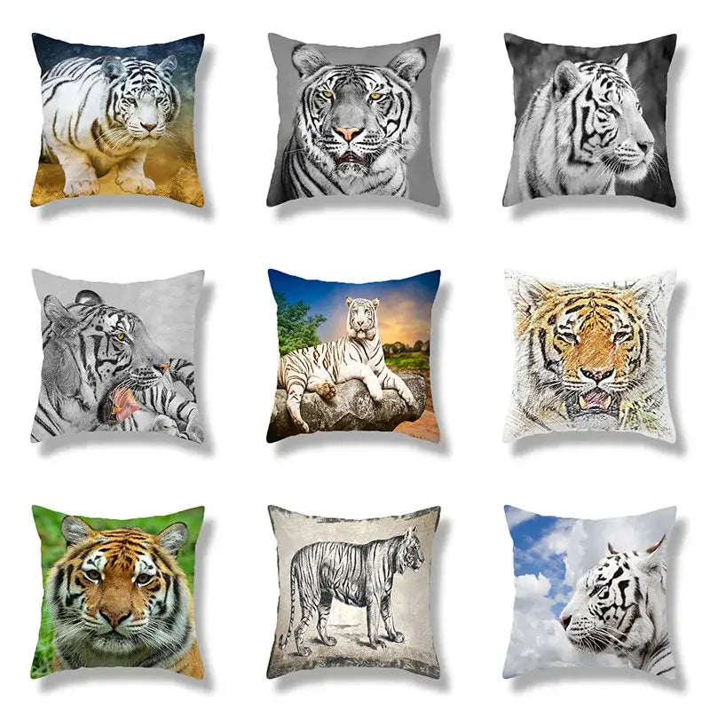 Polyester Tiger Cushion Covers