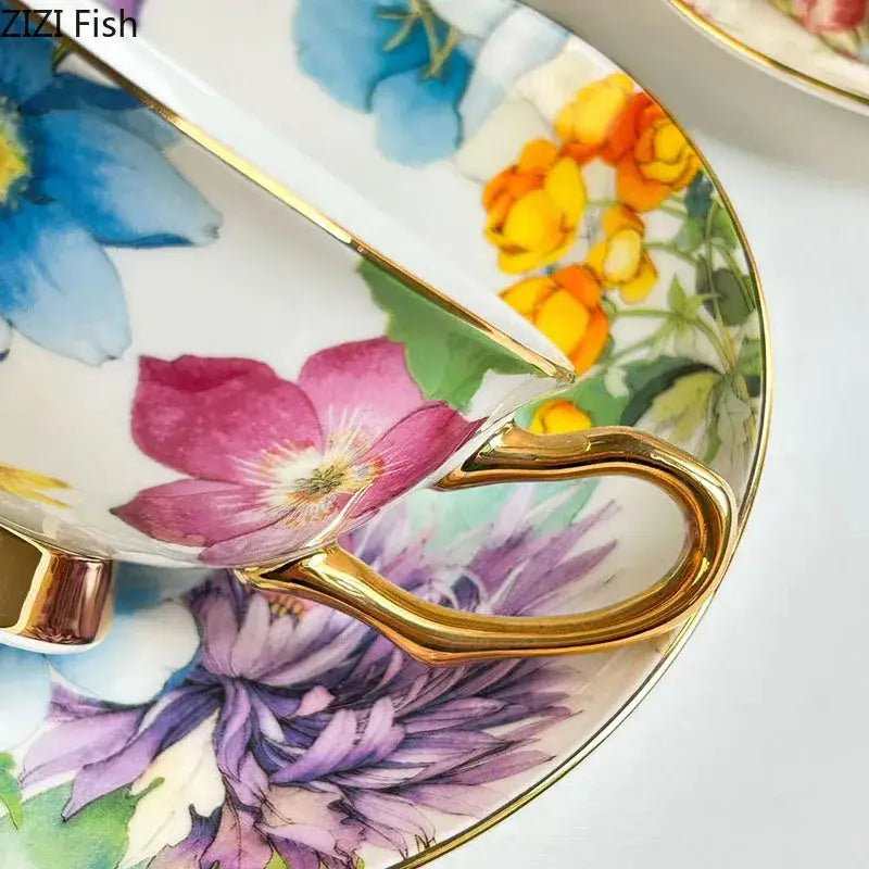 Floral Porcelain Teacup Set