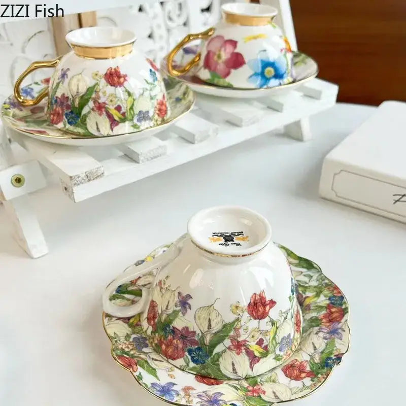 Floral Porcelain Teacup Set