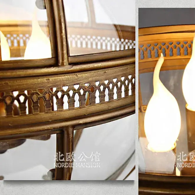 Bronze Glass Globe Chandelier