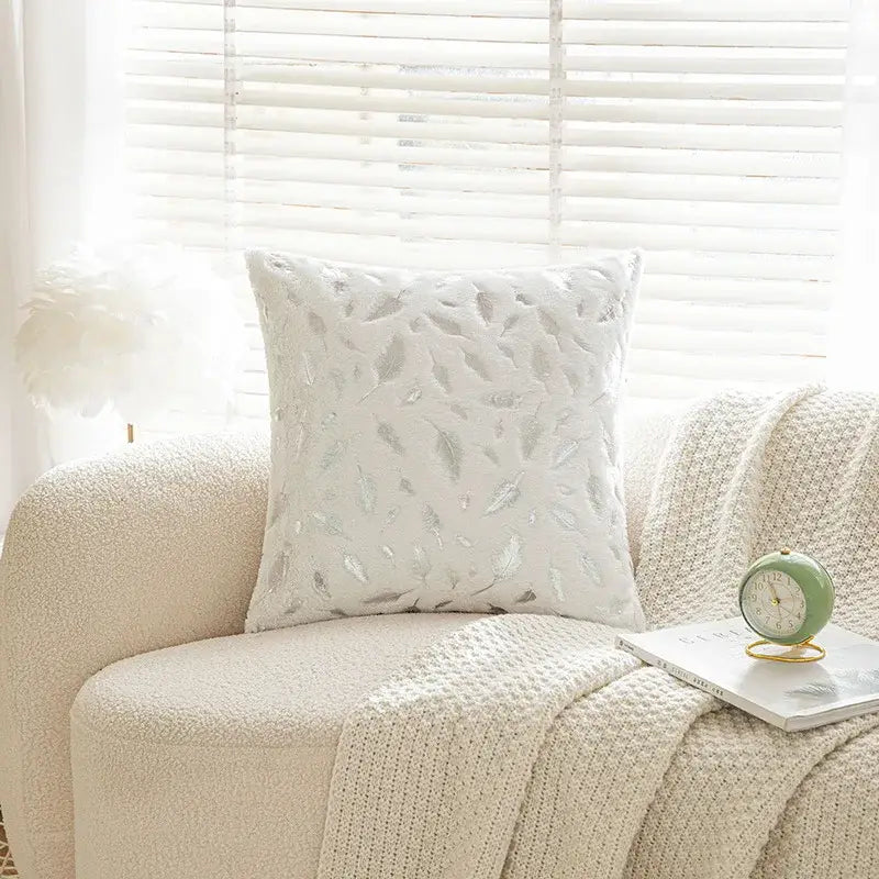 Emerald Velvet Feather Pillowcase