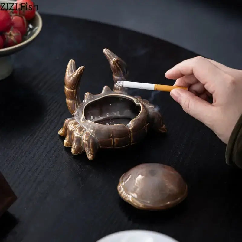 Brown Crab Ceramic Ashtray