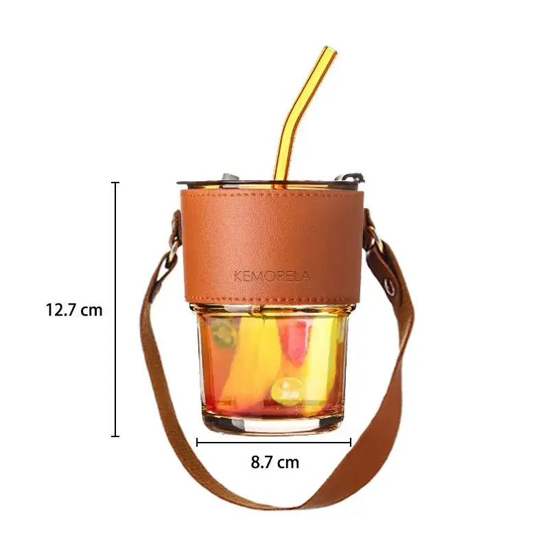 Brown Leather Glass Tumbler