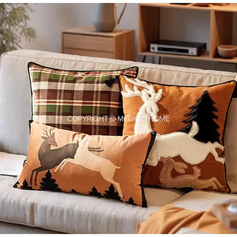 Velvet Reindeer Cushion Cover