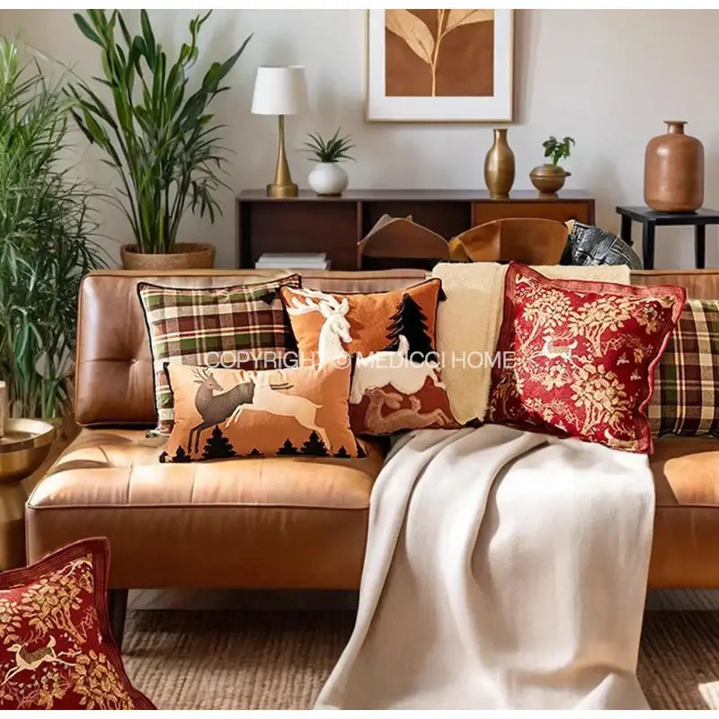 Velvet Reindeer Cushion Cover