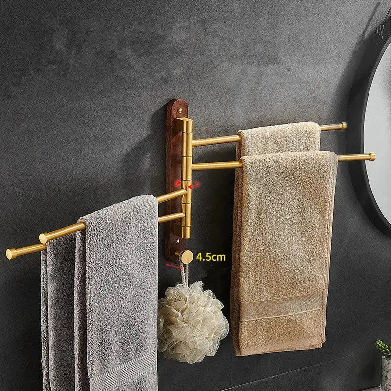 Gold Wood Swivel Towel Rack
