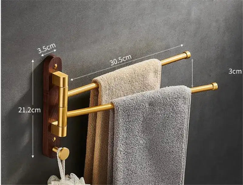 Gold Wood Swivel Towel Rack