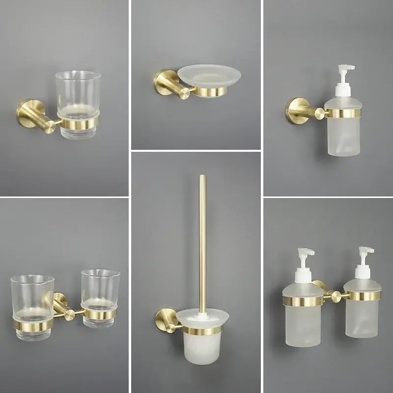 Brushed Gold Towel Set with Paper Holder