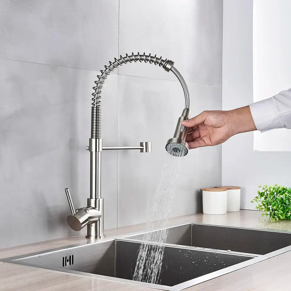 Nickel Spring Kitchen Faucet