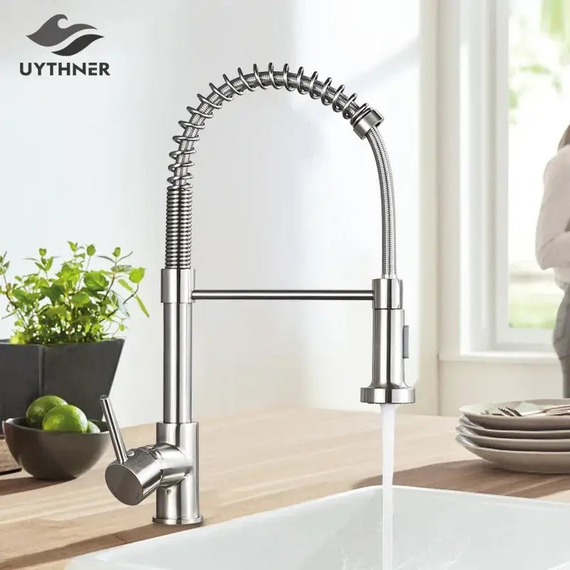 Nickel Spring Kitchen Faucet