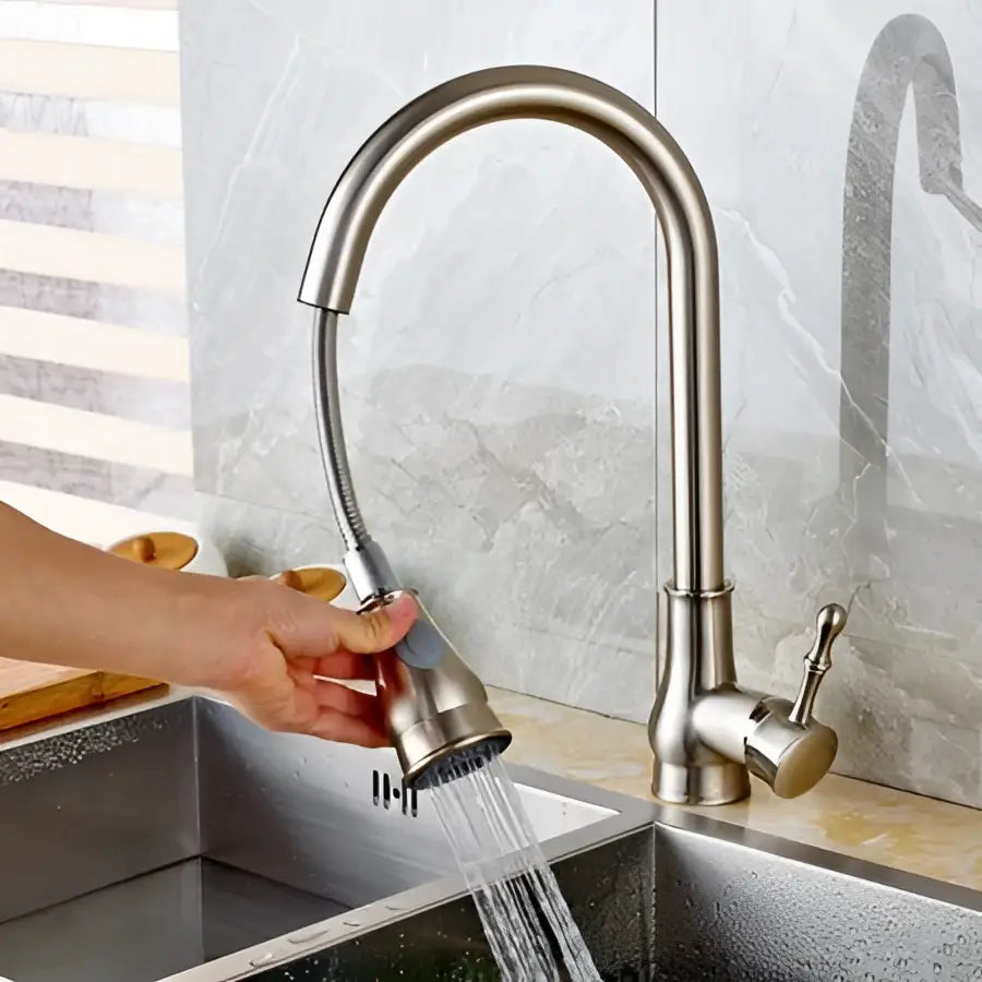 Nickel Curved Spout Faucet