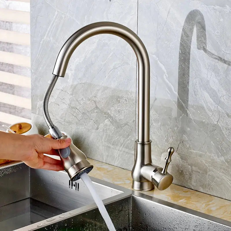 Nickel Curved Spout Faucet
