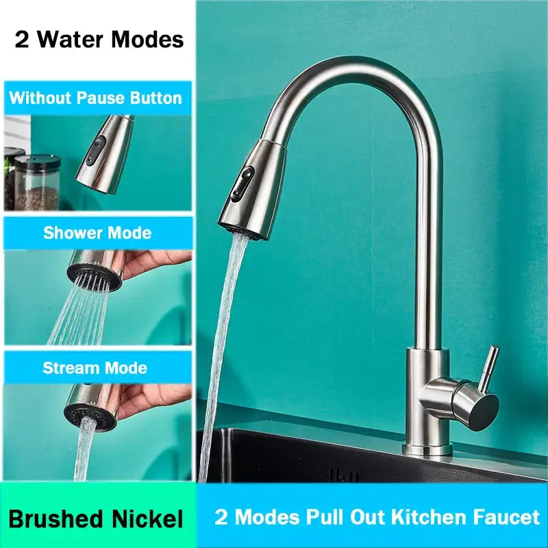 Nickel Arched Kitchen Faucet